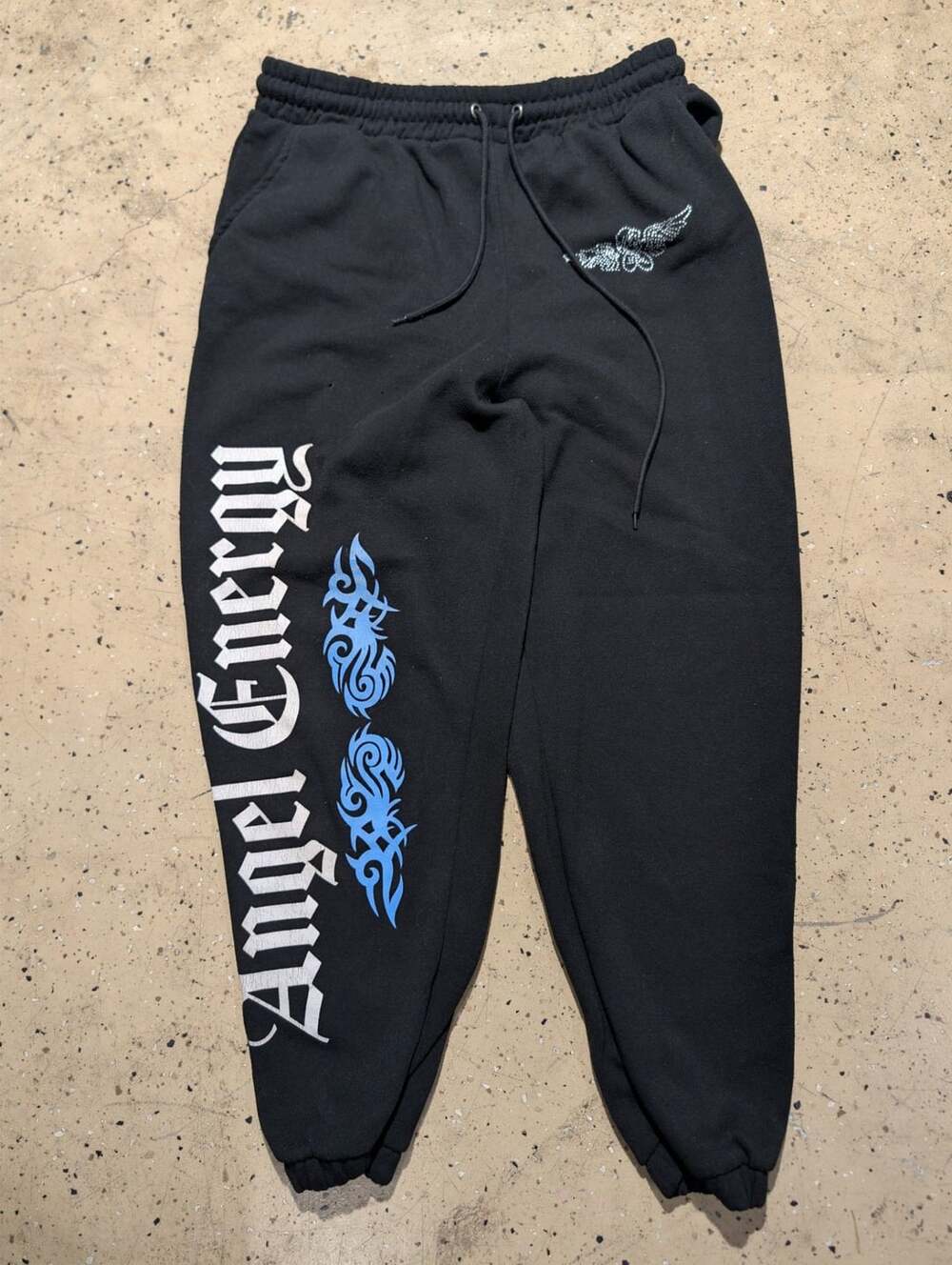 rue21 Angel Energy Sweatpants Size XL Black Rhinestone Y2K Graphic